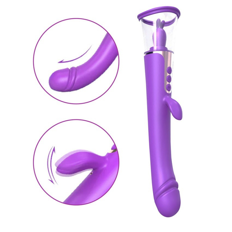 Вибратор для точки G и клитора + вакуумная помпа "S-Hande Esther" сирень 